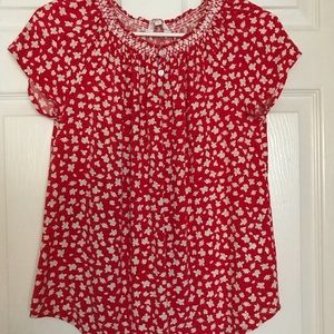 NWOT Red and white floral top